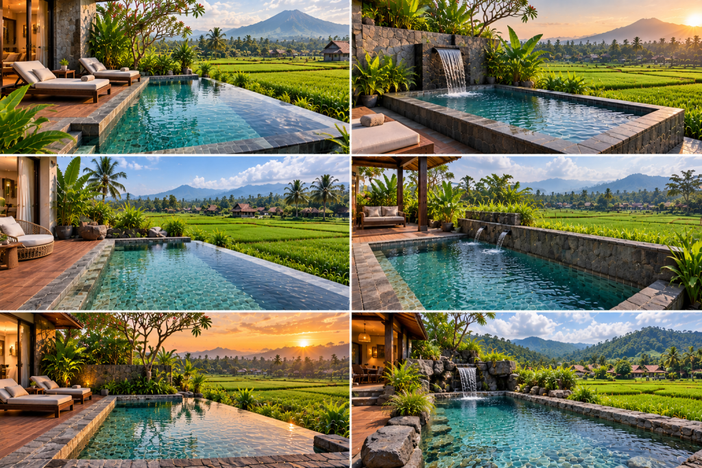 Kolam Renang dengan Batu Alam