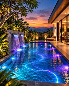 Kolam Renang dengan LED Lighting